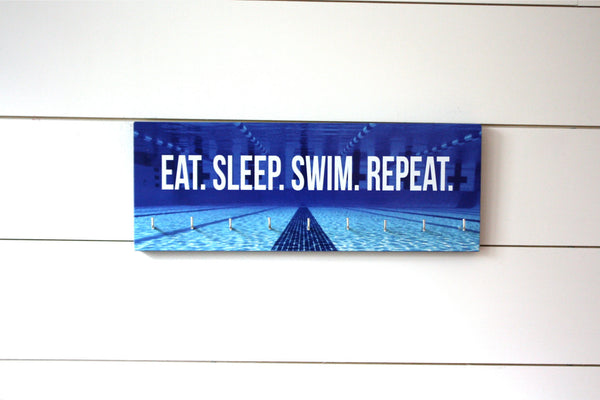 Swimming Medal Holder - Eat. Sleep. Swim. Repeat. - Medium - York Sign Shop - 2