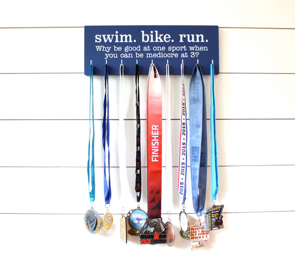 Triathlon Medal Holder / Display - Swim. Bike. Run. - Medium - York Sign Shop - 2