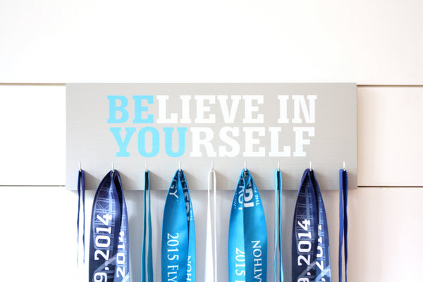 Medal Holder - Believe in Yourself - Medium - Motivational Quote - Inspirational - York Sign Shop - 2