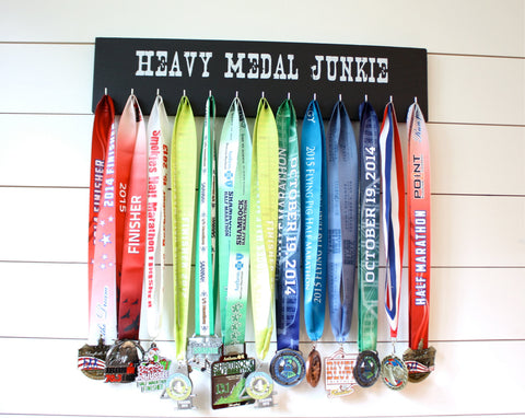 Medal Holder - Heavy Medal Junkie - Large - Running / Race Bling / Traithlon / Obstacle Race - York Sign Shop - 1