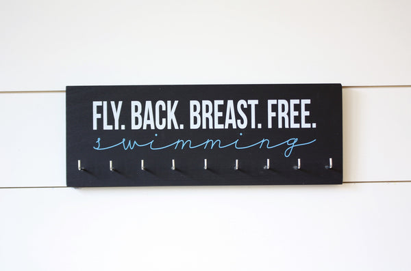 Swim Medal Holder - Fly. Back. Breast. Free. Swimming - Medium - York Sign Shop - 2