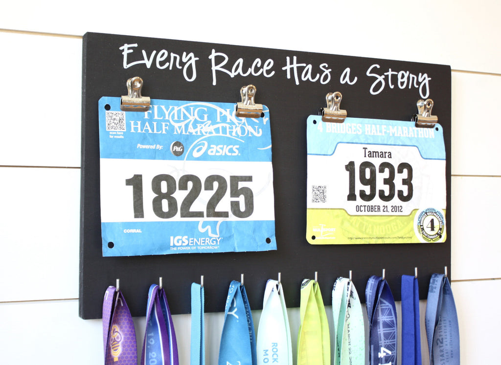 Running Race Bib and Medal Holder - Every Race Has a Story - York Sign Shop - 1