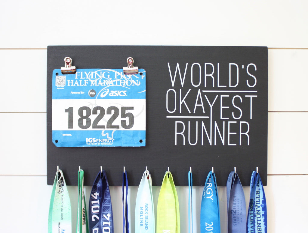 Race Bib & Medal Holder - World's Okayest Runner - York Sign Shop - 1