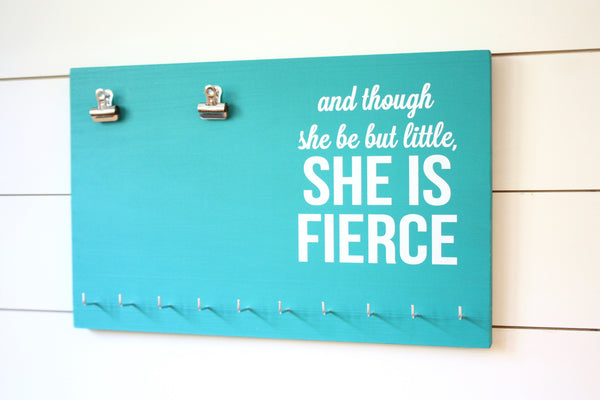 Race Bib & Medal Holder - And though she be but little, she is fierce - York Sign Shop - 3