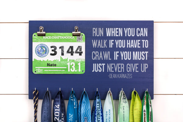 Bib and Medal Holder - Run When You Can Dean Karnazes Quote