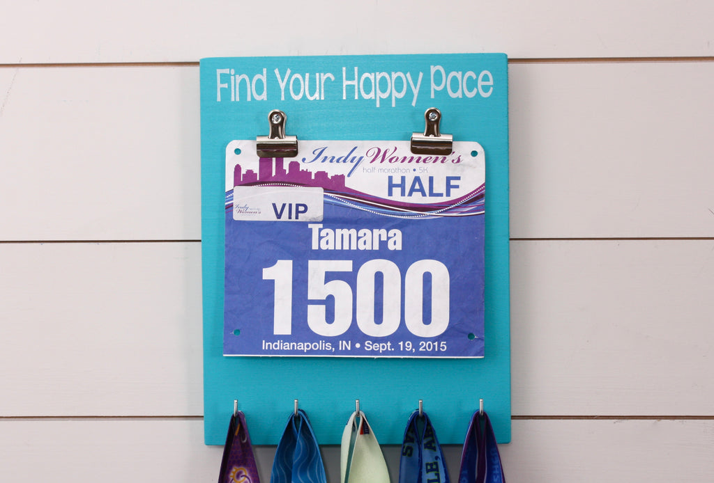 Race Bib and Medal Holder - Find Your Happy Pace
