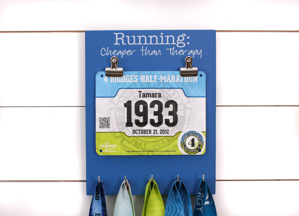 Running Bib and Medal Holder - Running: Cheaper than Therapy