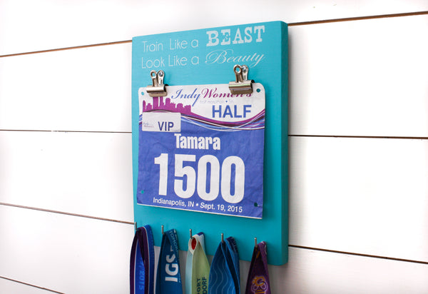 Running Race Bib & Medal Display - Train Like a Beast Look Like a Beauty