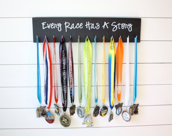 Running Medal Holder - Every Race Has a Story  - Large - York Sign Shop - 2