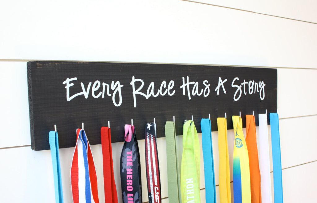 Running Medal Holder - Every Race Has a Story  - Large - York Sign Shop - 1