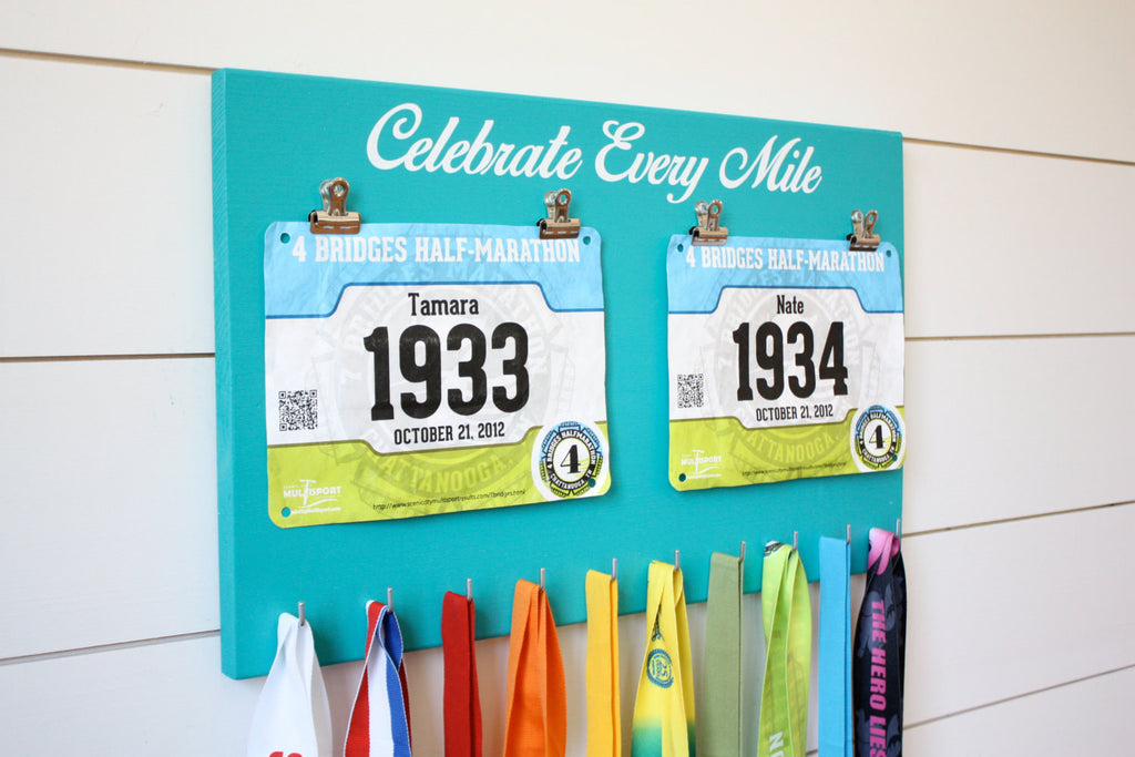Running Race Bib and Medal Holder - Celebrate Every Mile - York Sign Shop - 1