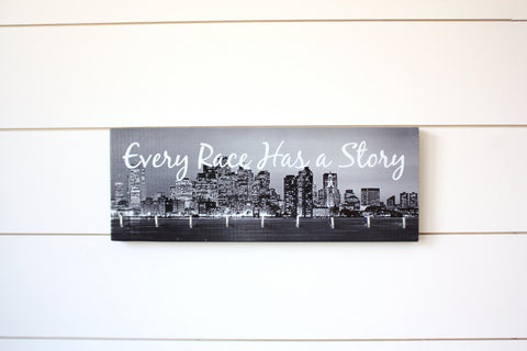 City Medal Holder - Every Race Has a Story - Medium (Black & White) Skyline - York Sign Shop - 1