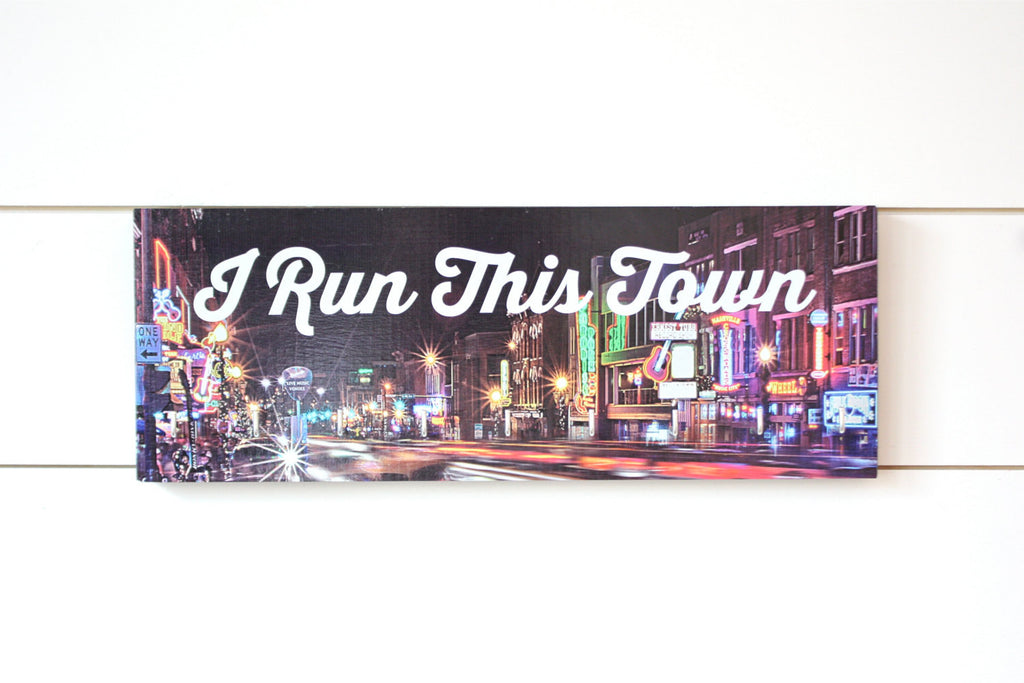 Running Medal Holder - I Run This Town Nashville, TN (Broadway) - Medium (Full Color) - York Sign Shop - 1