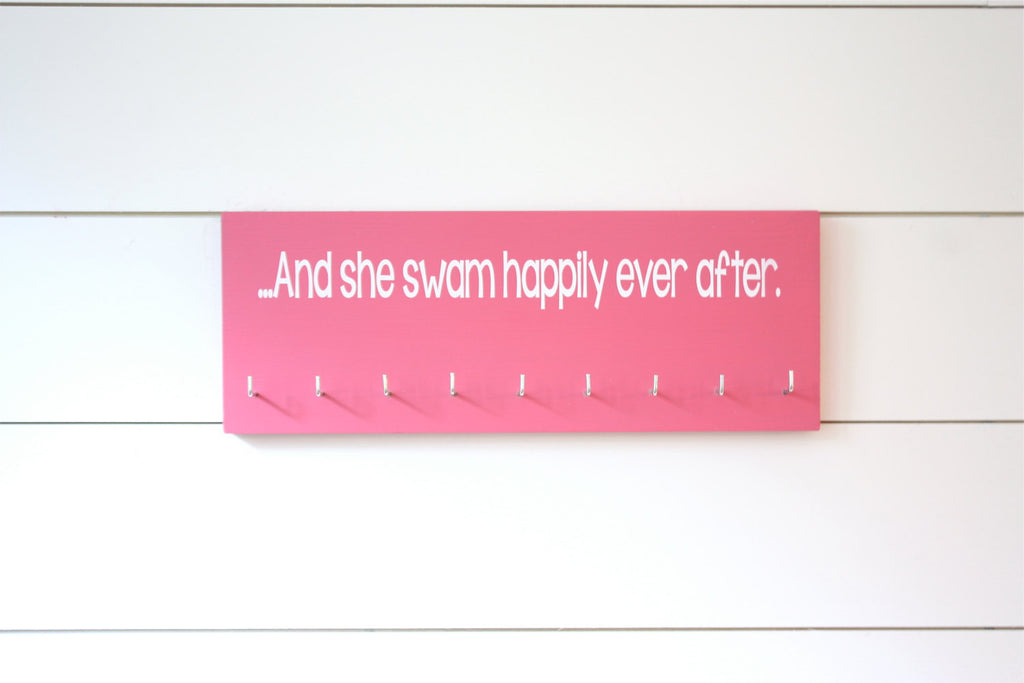 Swim Medal Holder- …And she swam happily ever after. - Medium - York Sign Shop - 1