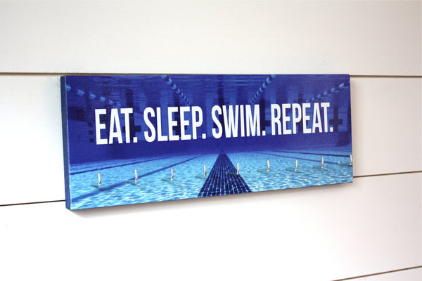 Swimming Medal Holder - Eat. Sleep. Swim. Repeat. - Medium - York Sign Shop - 1