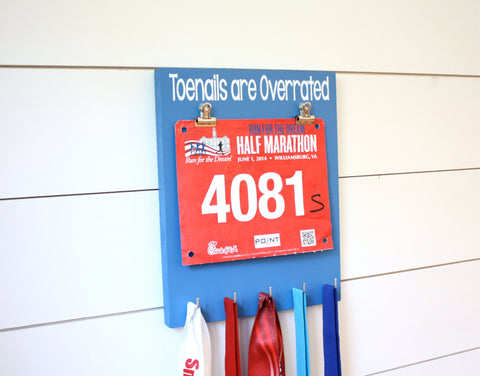 Running Bib and Medal Display - Toenails are Overrated - York Sign Shop - 1