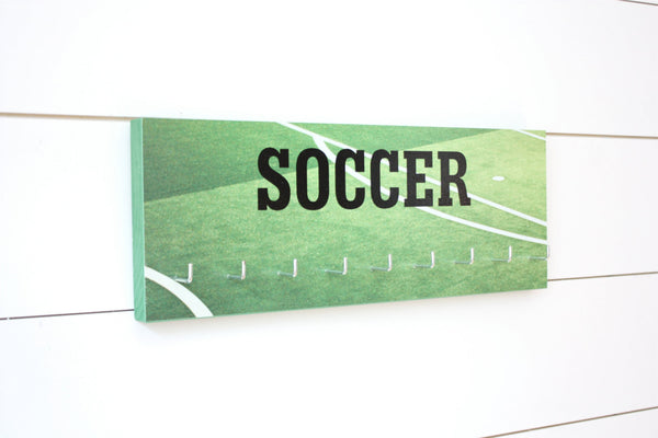 Soccer Medal Holder - Photo background of field / pitch - Medium - York Sign Shop - 1