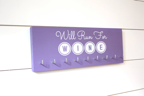 Running Medal Holder - Will Run for Wine - Medium - York Sign Shop - 2