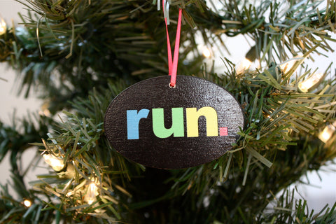 Run. Christmas Ornament  - Colorful and perfect for the holidays!  Makes a great gift for running buddies too! - York Sign Shop - 1