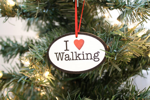 I Love Walking Christmas Ornament - Great gift for walkers! - York Sign Shop - 1