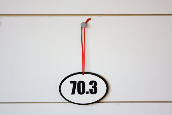 70.3 Triathlon Christmas Ornament - Great gift for half Ironman triathletes! - York Sign Shop - 2