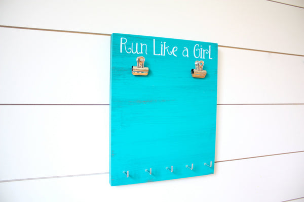 Running Race Bib & Medal Display - Run Like a Girl - York Sign Shop - 1