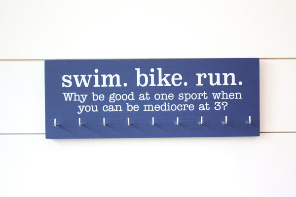 Triathlon Medal Holder / Display - Swim. Bike. Run. - Medium - York Sign Shop - 3