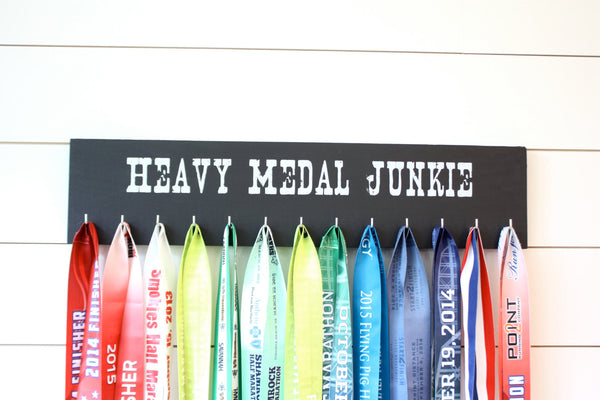 Medal Holder - Heavy Medal Junkie - Large - Running / Race Bling / Traithlon / Obstacle Race - York Sign Shop - 2