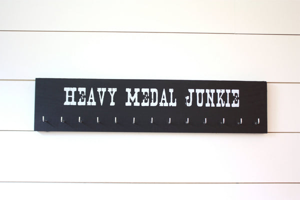 Medal Holder - Heavy Medal Junkie - Large - Running / Race Bling / Traithlon / Obstacle Race - York Sign Shop - 3