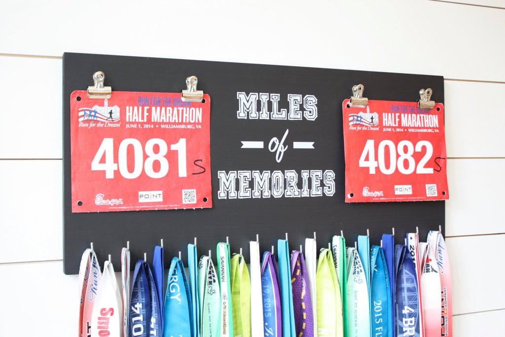 Race Bib and Medal Holder - Miles of Memories - Extra Large Size - York Sign Shop